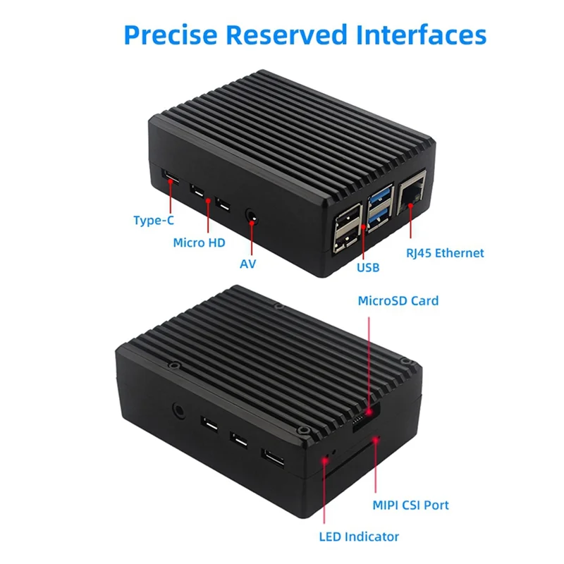 AB15-Custodia in lega di alluminio per Raspberry Pi 4 Custodia con chiusura di raffreddamento passivo con guscio in metallo per Raspberry Pi 4 Modello B