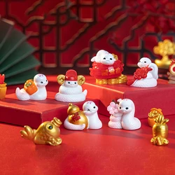 2025 Year Of The Snake Ornament Cartoon Lucky Snake Figurine Micro Landscape Car Interior Home Desktop Decoration