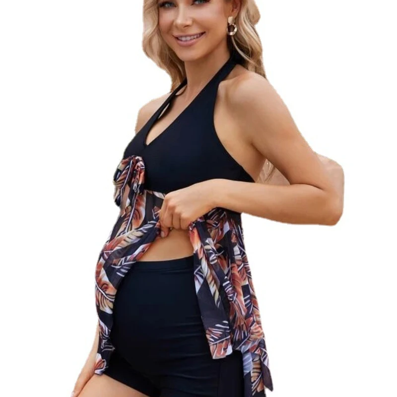 Biquíni roupa de banho sexy malha impressão conjunto de biquíni feminino grávida maiô verão beachwear roupas para maternidade