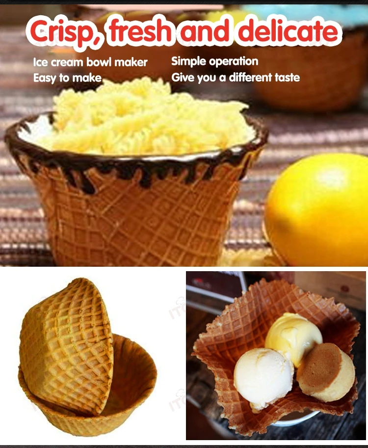 ITOP Ice Cream Cup Waffle Maker Ice Cream Cup Cone Maker Non-Stick Coating Commercial Cup Shape Waffle Snack Equipment 110V 220V