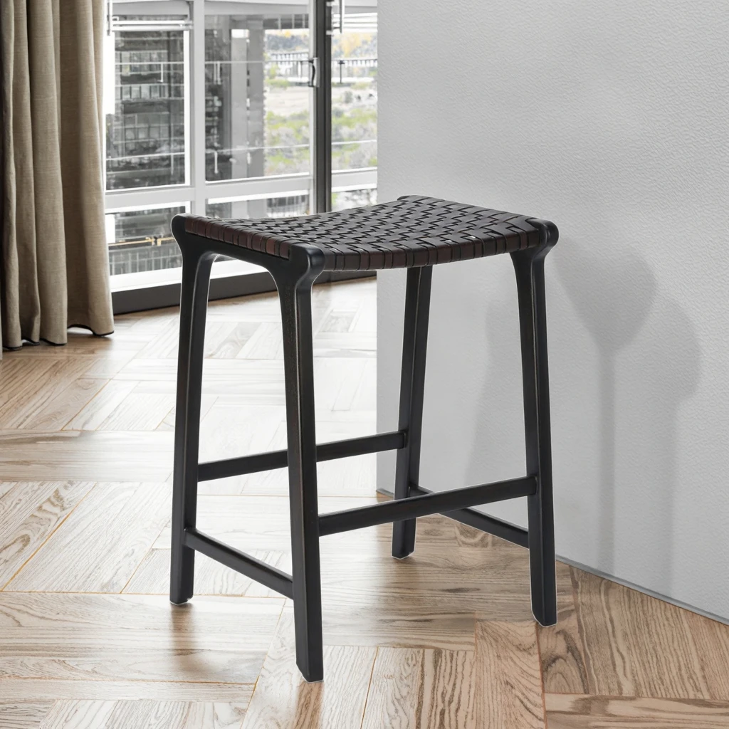 

#！ Nordic Retro Solid Wood Bar Stool Modern Simple Fabric Eco-Friendly for Commercial Bars Hotels Dining Apartments Coffee