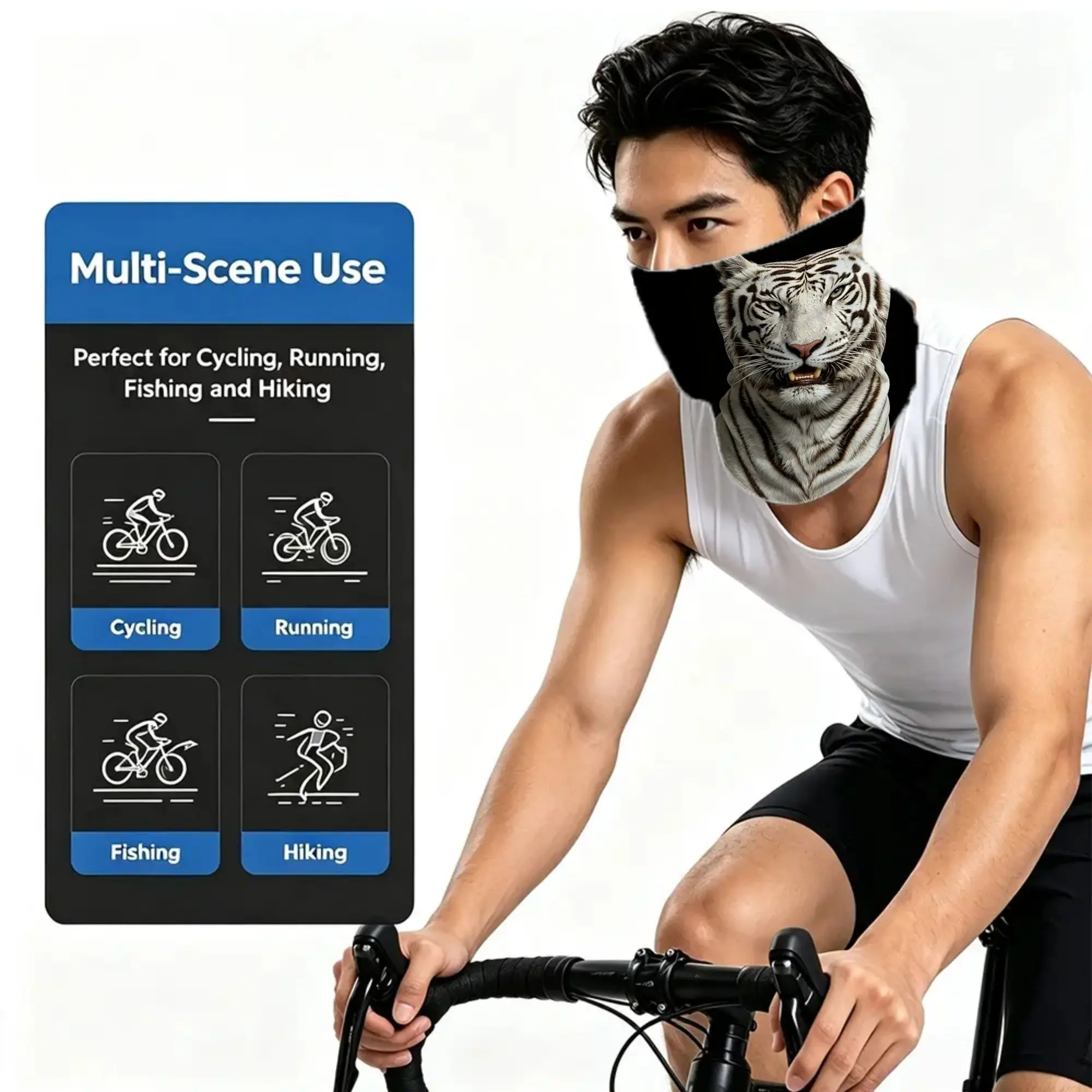 Realistic Animal Head Gaiter Sun Protection Windproof  for Running Cycling Hiking Outdoor Sports