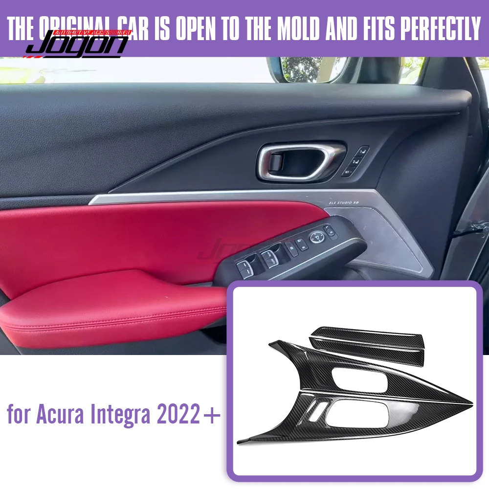 Real Dry Carbon Fiber Inner Door Handle Surrounding Panel Trims Accessories Decor For Acura Integra Type S DE4 DE5 2022+