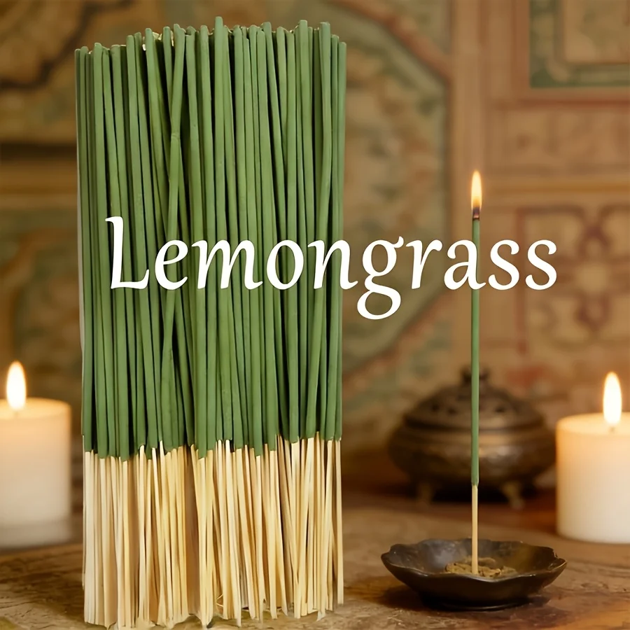 22/100pc Lemongrass Handmade Bamboo Incense Sticks Perfect for Fishing, Patios Indoor/Outdoor Yoga and Meditation Decor Holiday