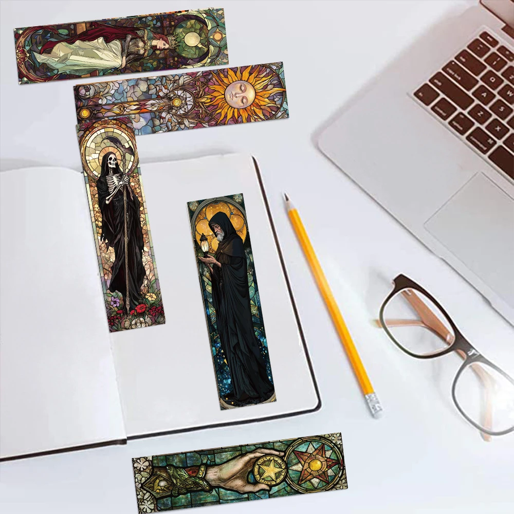 30PCS Stained Glass Tarot Card Bookmarks For Students Paper Card Decorating Book Page Marking Page Book Marking DIY Stationery