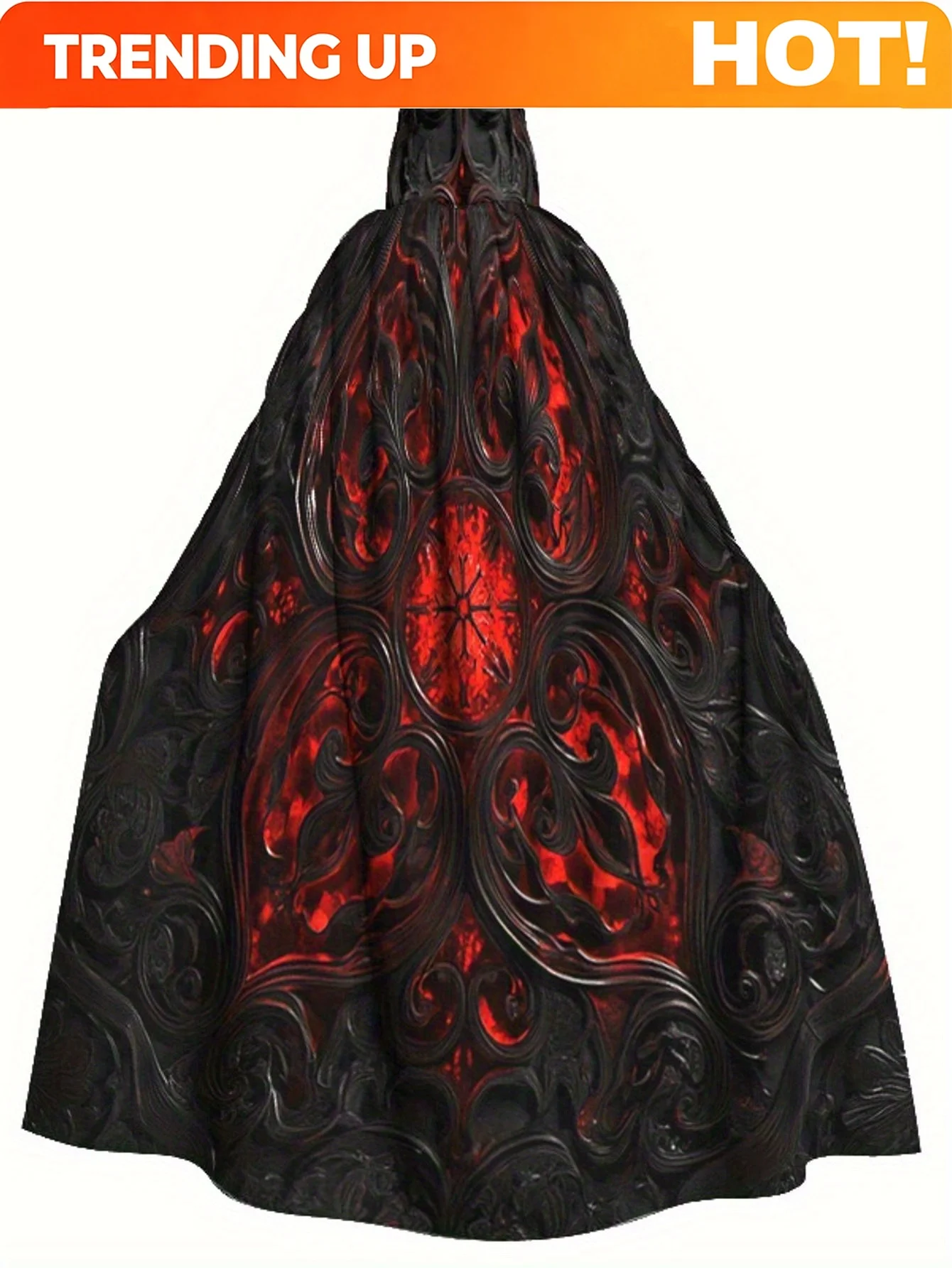 Customization 1 Dark Hollow Carved Flame Center Cape, Mysterious Gothic-style Robe, Adult Hooded Long Cape, Decorative Clothing,