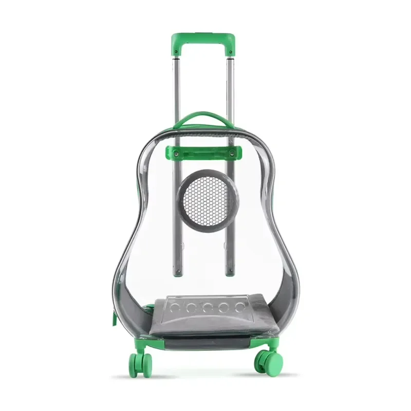 New Cat Pet Bag Large Air Case Soft Canvas Universal Wheel Trolley 5kg Capacity Solid Color for Carrying Non-Backpack