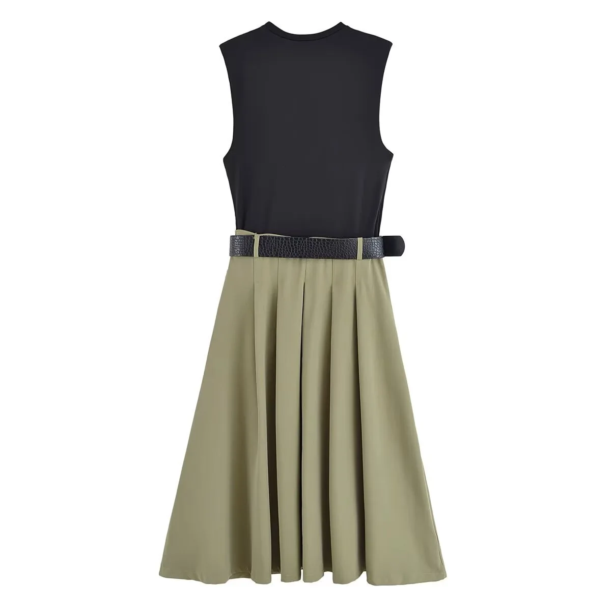

2025 Fall Trend Color Block Dress | Women's Round Neck Sleeveless Shift, Must-have Mini Dress