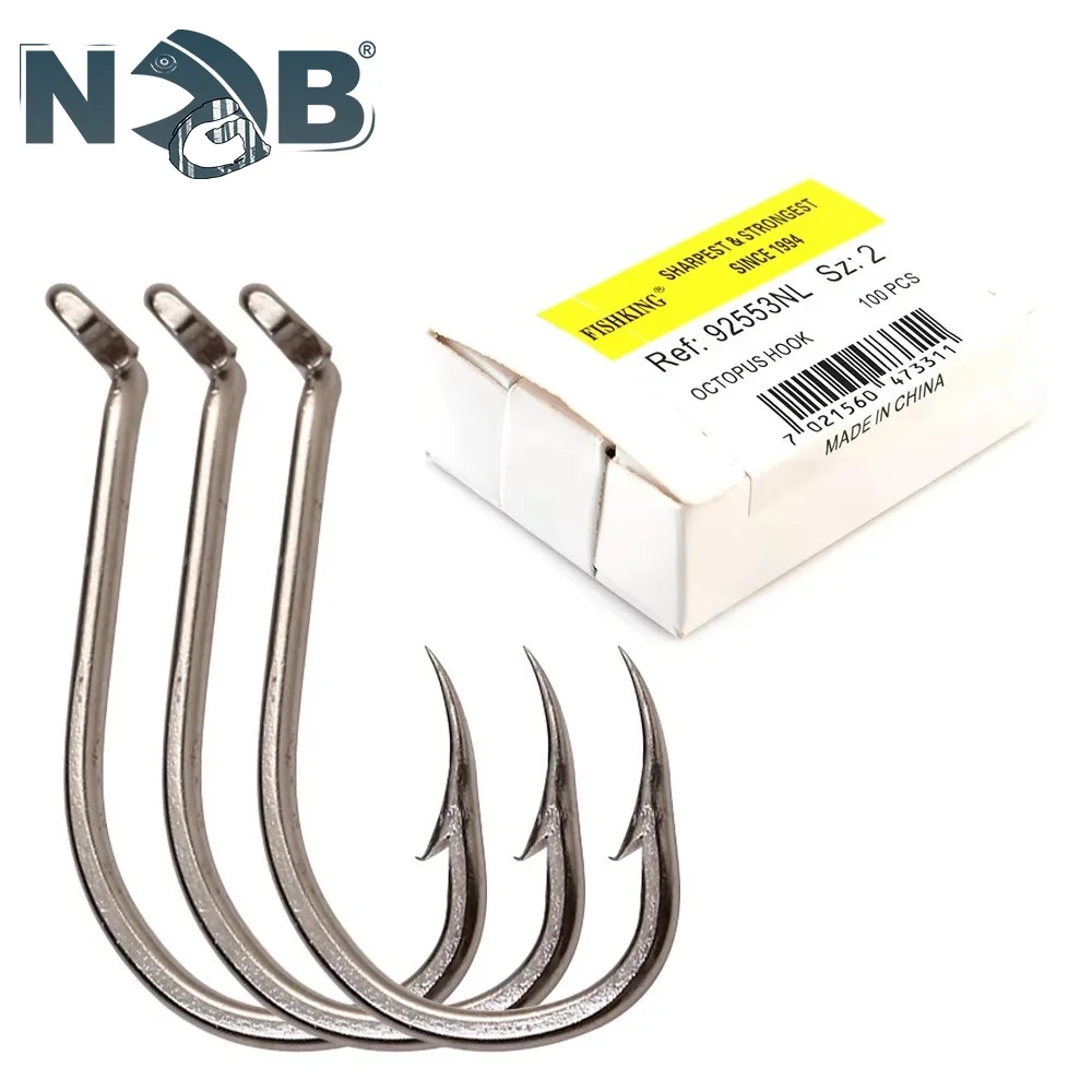 NGB 50-100PCS 92553NL OCTOPUS HOOK High Carbon Steel Sea Fishing Hooks With Ringed Barbed Jig Lure Hooks Fishing Accessories