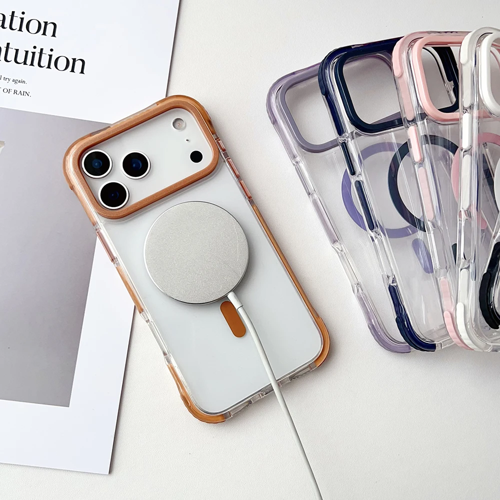 Casing Sudut Perlindungan Ganda untuk iPhone 17 Air Pro Max Magsafe Strip Anti-tabrakan Bagian Dalam Bening Penutup Anti Jatuh Yang Diperkuat