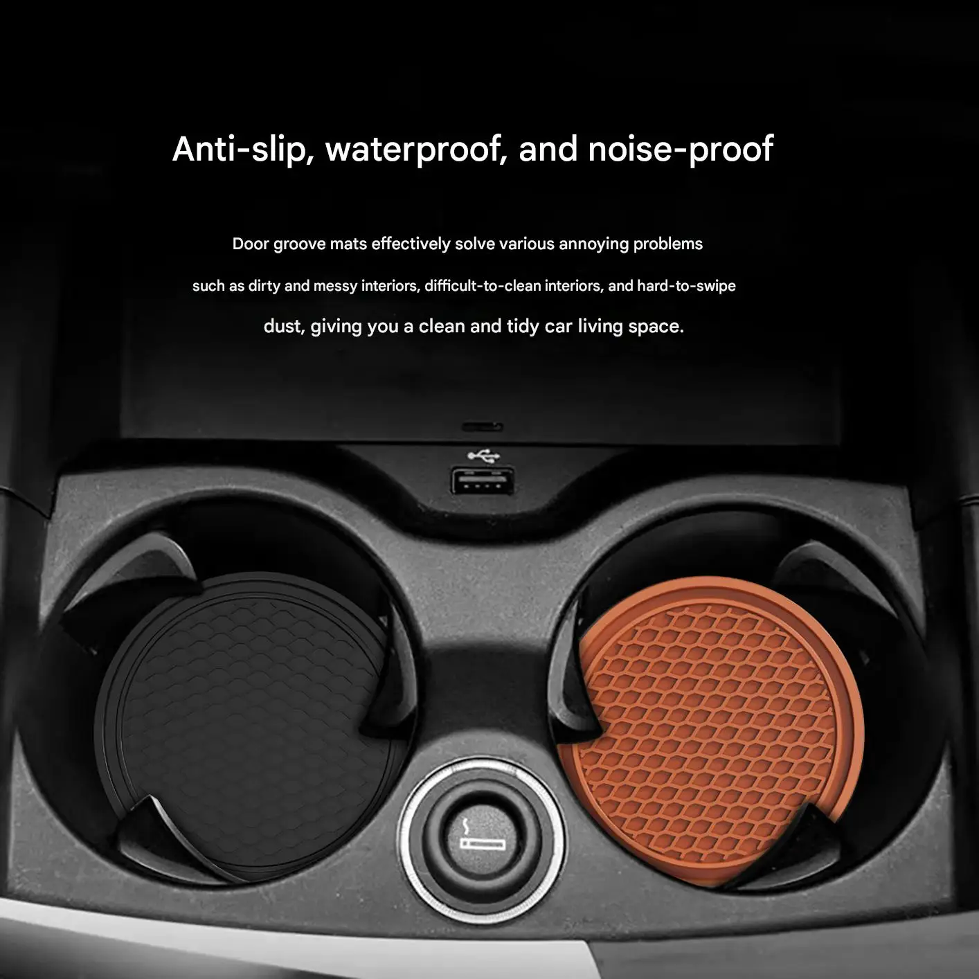 2 pcs Black Car Auto Cup Holder Anti Slip Insert Coasters Pads Interior Accessories For Most Cups Accessories