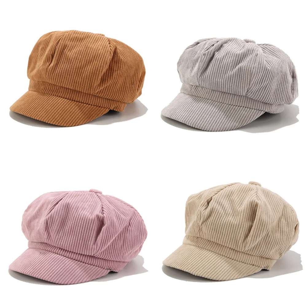 New Autumn And Winter Adjustable Soft Warm Peaked Cap Corduroy Womens Girls Baker Boy Newsboy Hat Women Warm Leisure Caps New