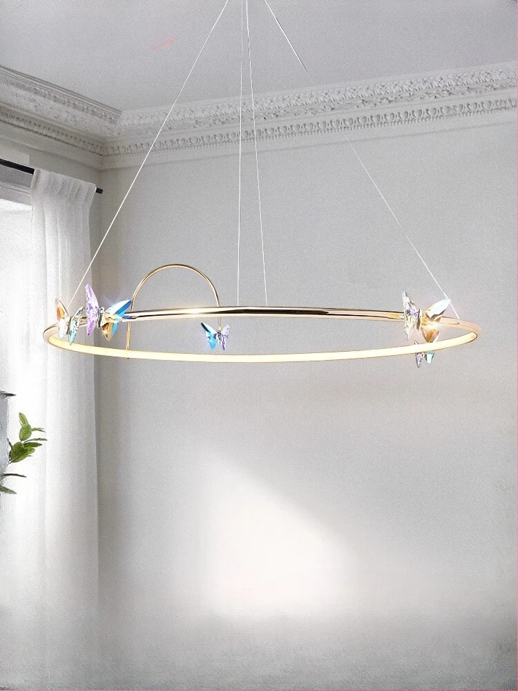 Butterfly LED Chandeliers Gold Ring Home Decoration Lighting Cord Adjustable For Living Room Bedroom Restaurant Good Packaging