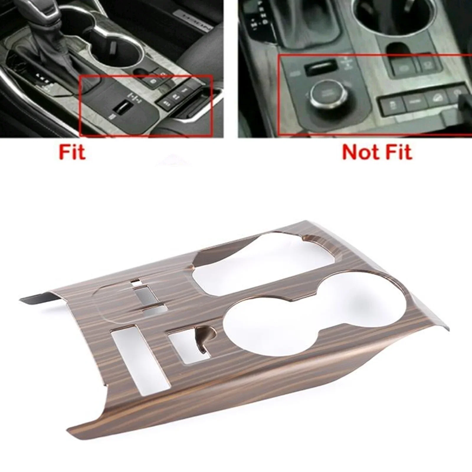 

New！Peach Wood Look Gear Shift Box Panel Cover Trim For Toyota Highlander 2020-2022 Center Console Shifter Water Cup Holder Fram