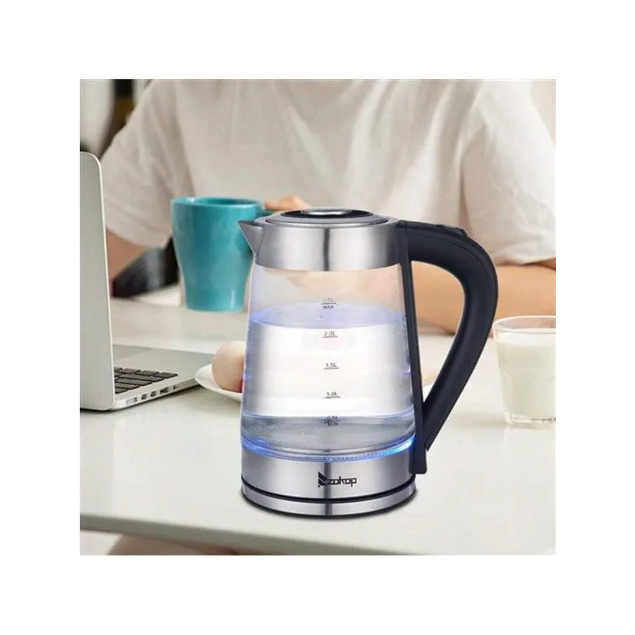 

2.5L Blue Glass Electric Kettle With Auto Shut-Off, Fast Boil and Boil-Dry Protection, 360° Swivel Base For Worry-Free Use