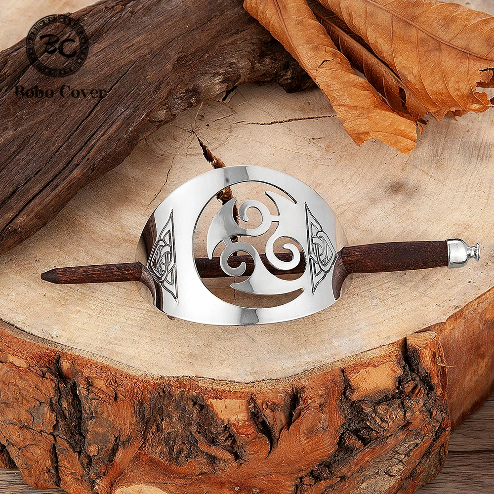 Horquillas Vintage de diosa mitología nórdica para mujer, horquillas de acero inoxidable de madera maciza Valknut, palo deslizante para el pelo, tocado vikingo, joyería para niña