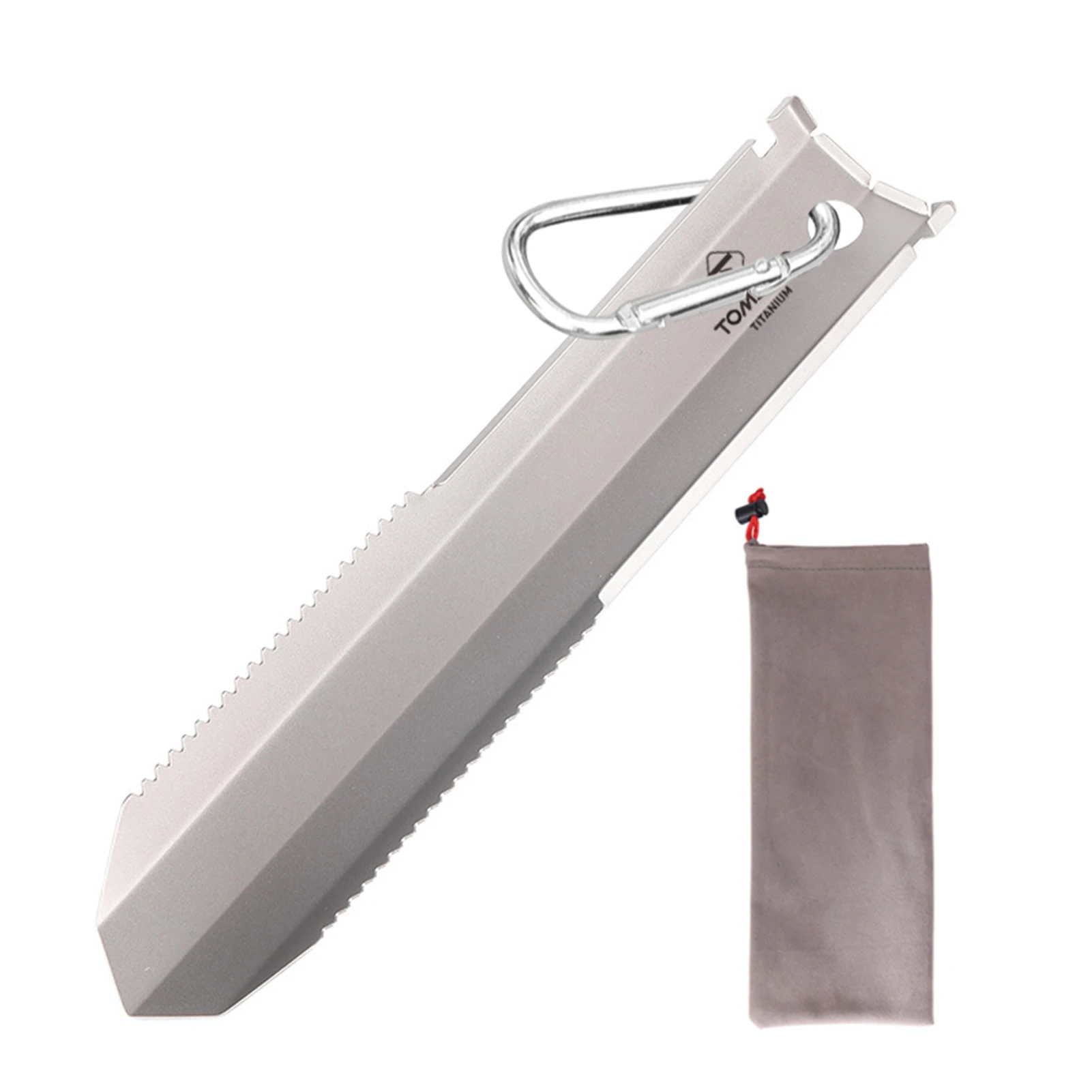 

Titanium Garden Hand Serrated Shovel TA1 Titanium 0.7mm Thickness 206 * 42 * 15mm 30g with Clip for Outdoor Camping Hiking