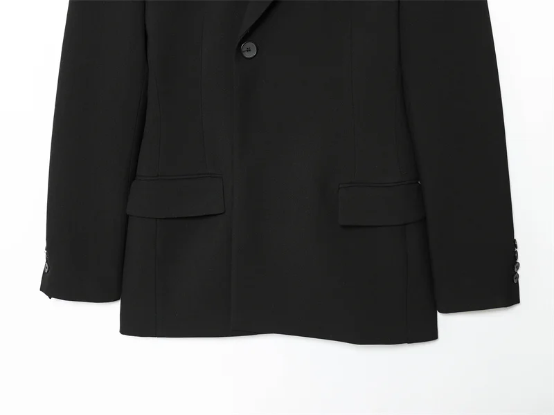 Casaco feminino 2025 outono novo estilo preto manga longa fino terno minimalista jaqueta casual deslocamento elegante casaco feminino