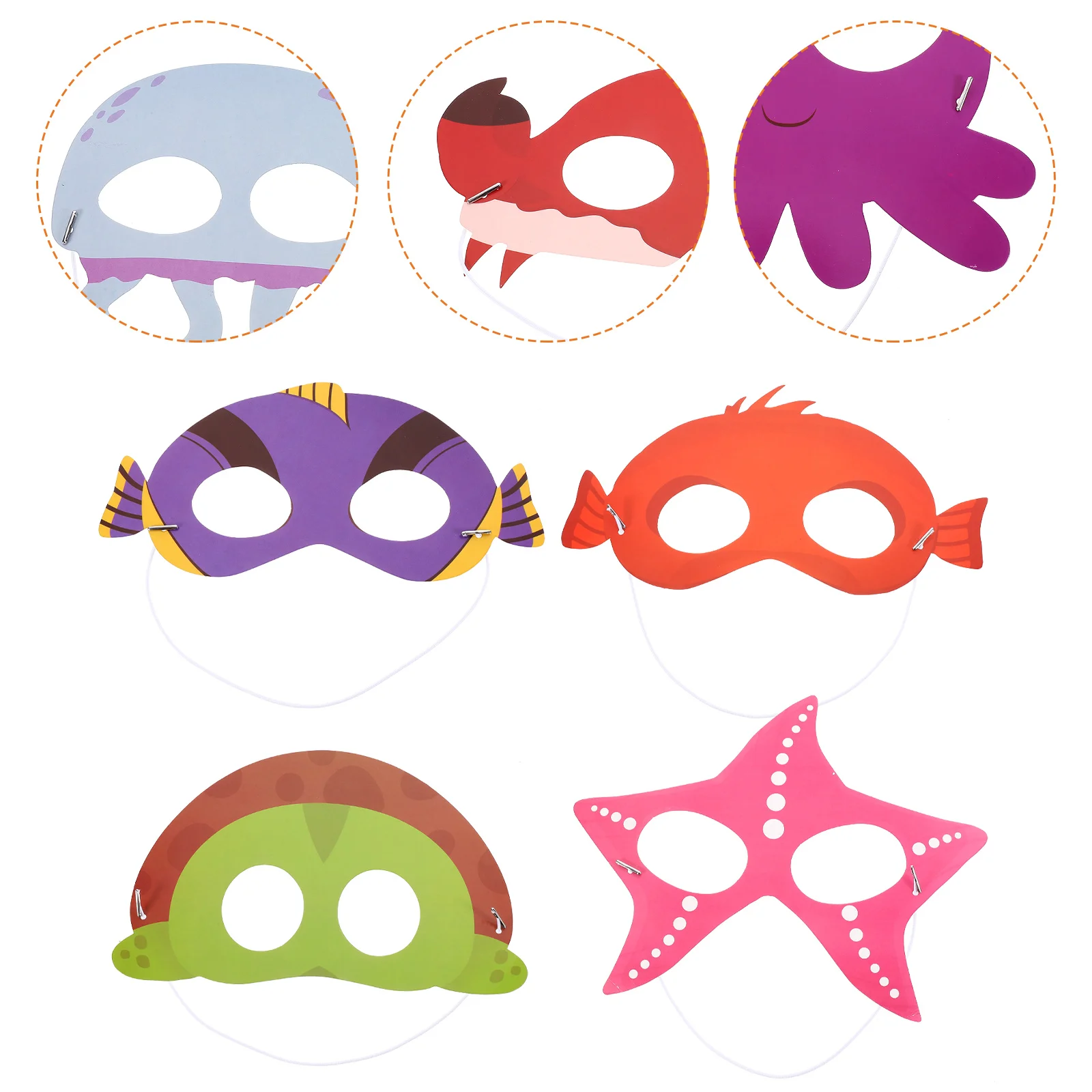 أقنعة حيوانات البحر الجميلة 10 قطع من غطاء الوجه للحياة البحرية الكرتونية لحفلات أعياد الميلاد تحت الماء، دعائم تنكرية للأطفال هدية للأطفال