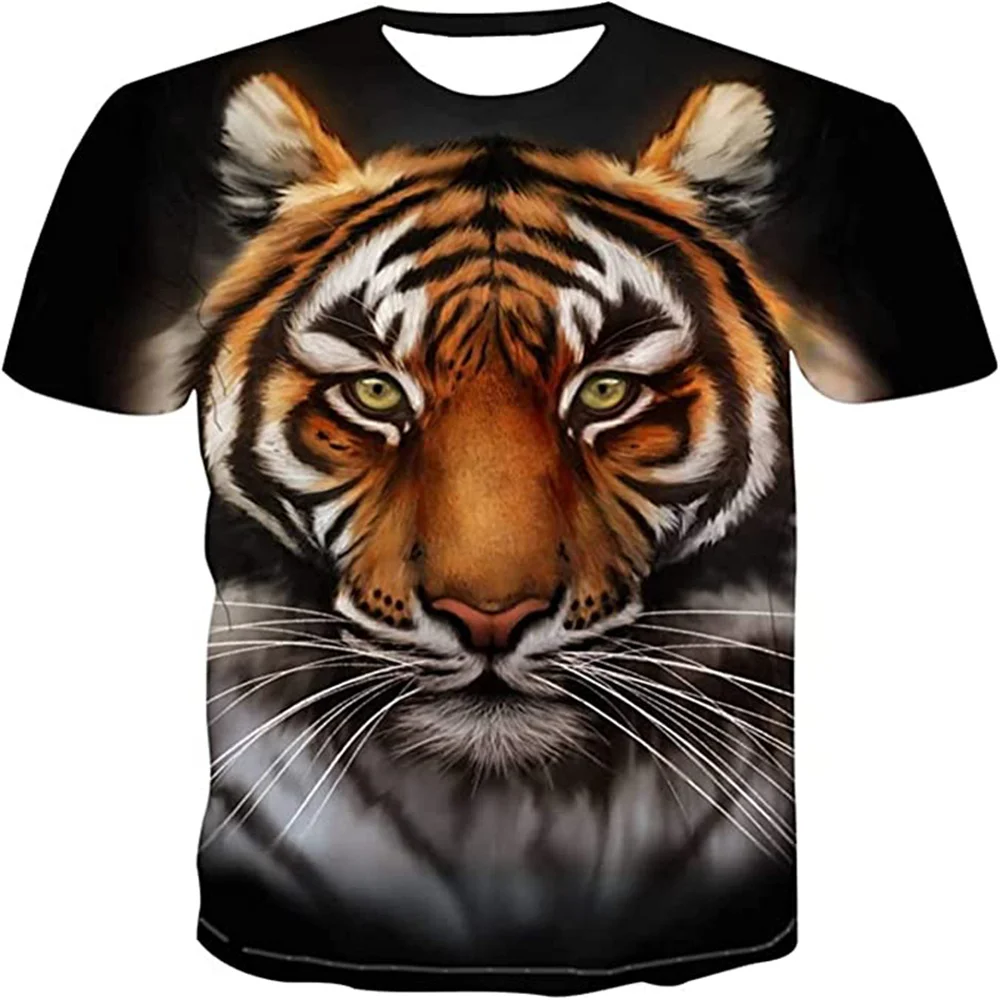 Tiger Boy T-Shirts 3d Print Fashion Short Sleeved Animal Tops Casual T-Shirts Boys Clothing Children T-Shirts