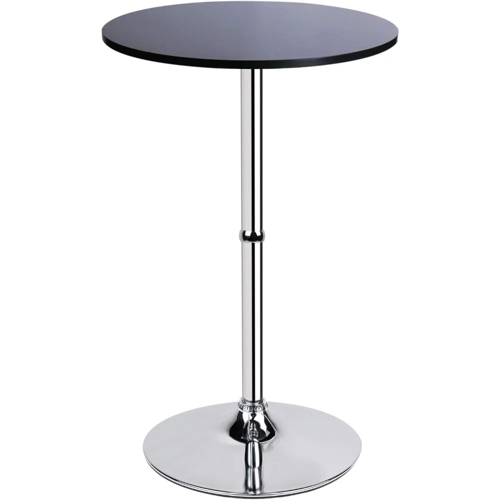 

Round Top Not Adjustable (41 INCHES Height) Bar Table, Pub Table with Silver Leg and Base (Black)