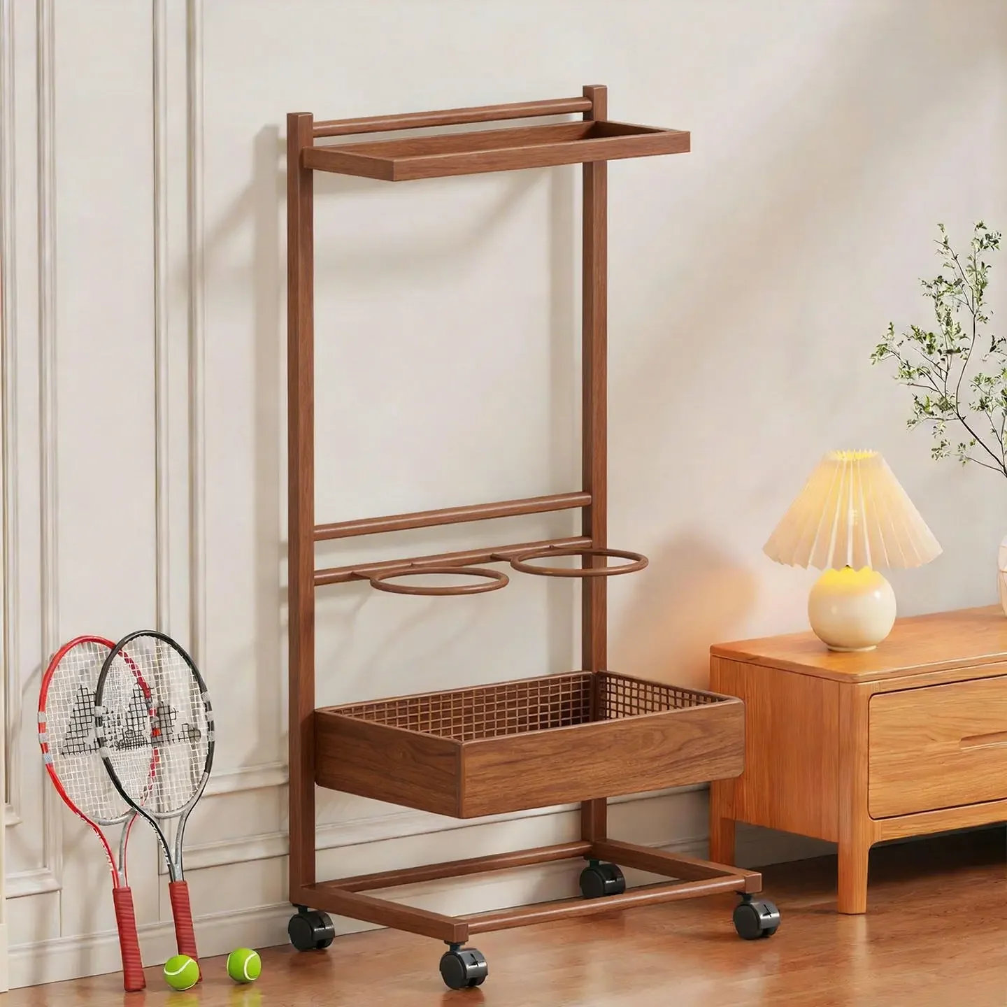DSA Basketball Shelf Movable Yoga Mat Storage Basket Badminton Racket Display Rack Ball Finishing Rack Narrow Side Locker