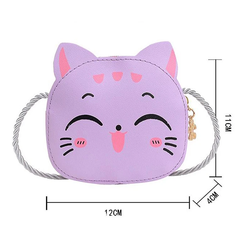 Mini bolso cruzado de hombro con cremallera para niños y niñas, monedero de gato pequeño, bolsos de mano creativos, bolso de mensajero lindo, moda