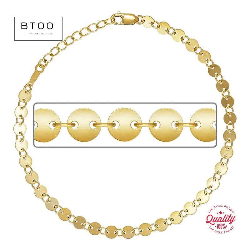14K Gold Filled Sequin Disc Bracelet 20CM : Minimalist Layering Jewelry Gift For Her, Bridesmaid Gift