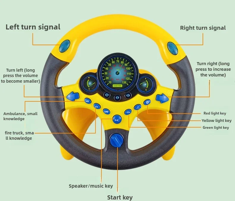 Auto Fahren Lenkrad Spielzeug Saugnapf Große Größe Musik 360° °   Rotation Lenkrad Kinderspielzeug Anime Entwicklungsspielzeug