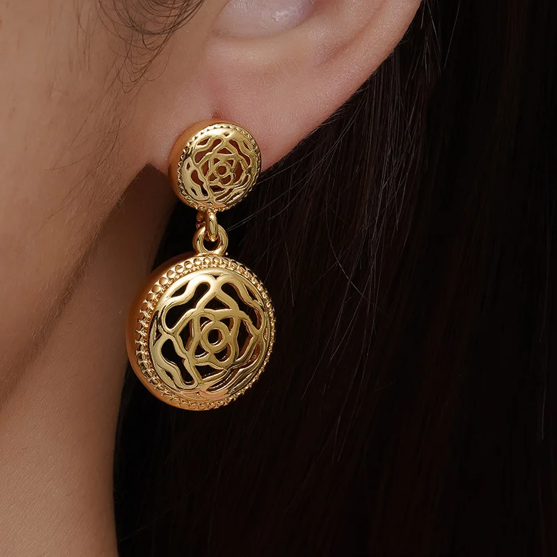 

New Women'S Hoop Earrings Copper Material Texture Double Hoop Round Earrings Fashion Classic Jewelry Birthday Gift