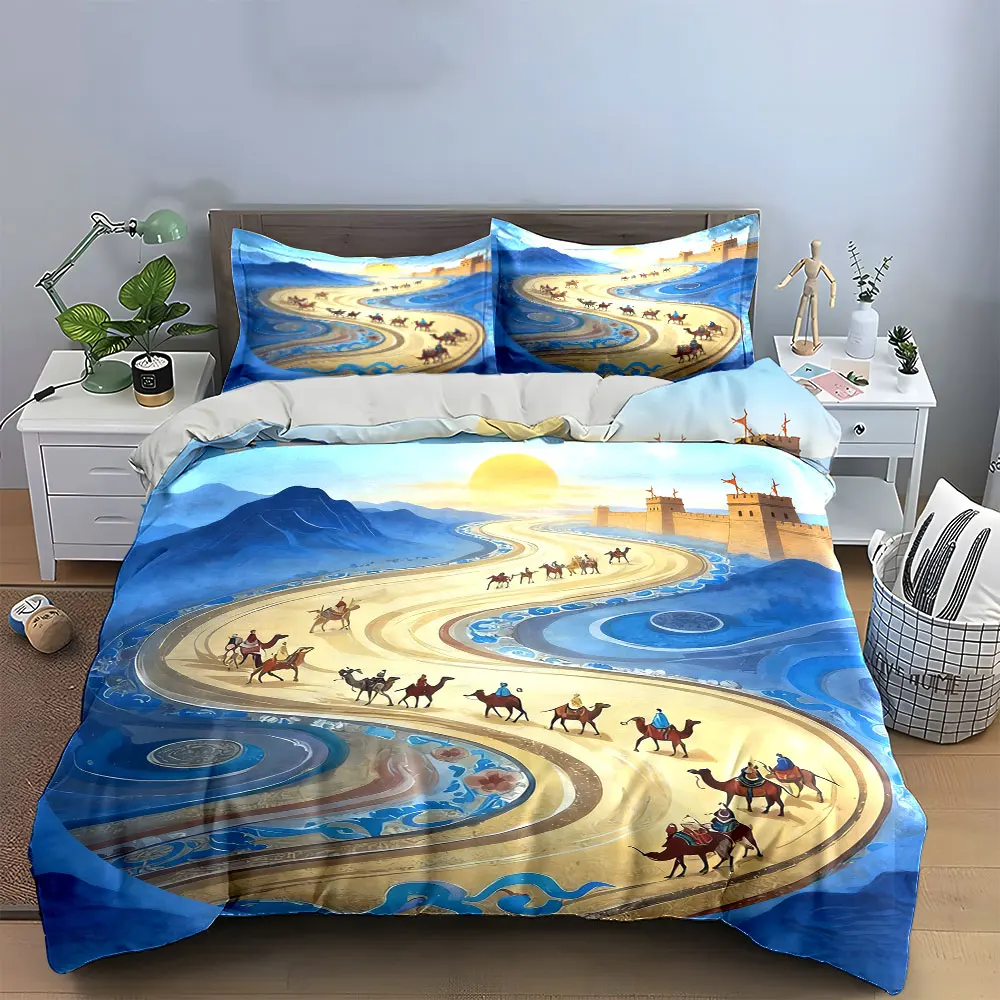 

Silk Road Artistic Print Set Soft Comfortable Duvet Cover Bedding Set Included 1*Duvet Cover & 2*Pillowcases, gift