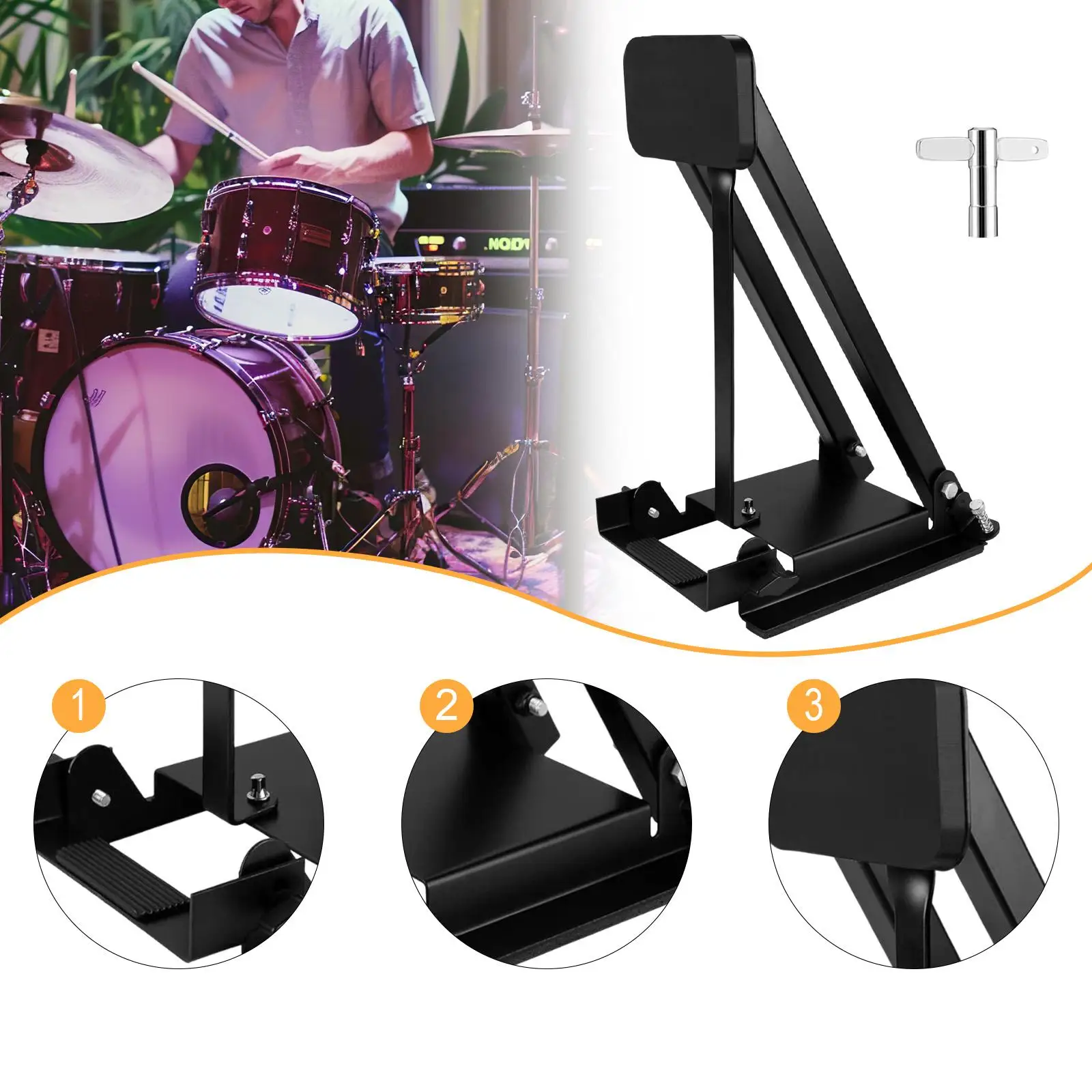 Drum Pad Practice Set High Density Bass Pedal Pad Compact Silent Percussion Tool for Jazz Drum Preparation