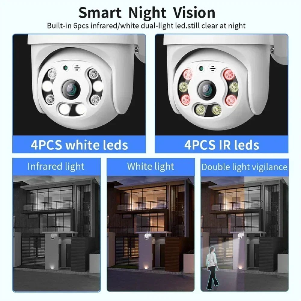 Cámara de vigilancia WIFI de 8MP, cámaras IP inalámbricas para exteriores, seguimiento automático, visión nocturna en Color, Zoom Digital 8X, Monitor de seguridad CCTV