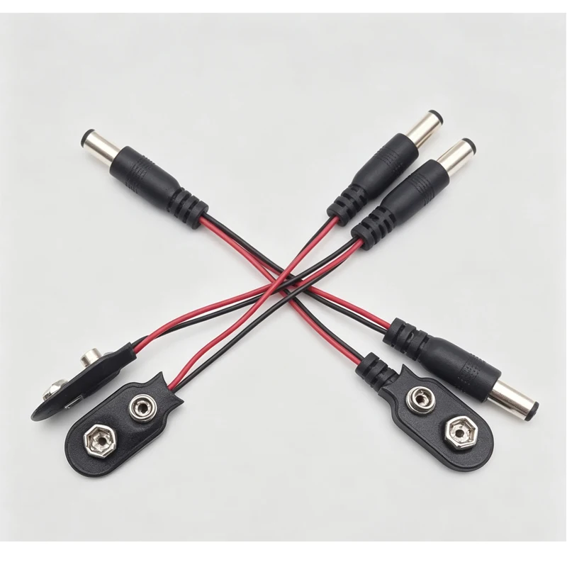 5 Stück Experimentelles 9V Batterie-Snap-Stromkabel zu DC 9V Clip Stecker Batterieadapter für Arduino Uno R3 DIY Jack-Stecker – Detail 5