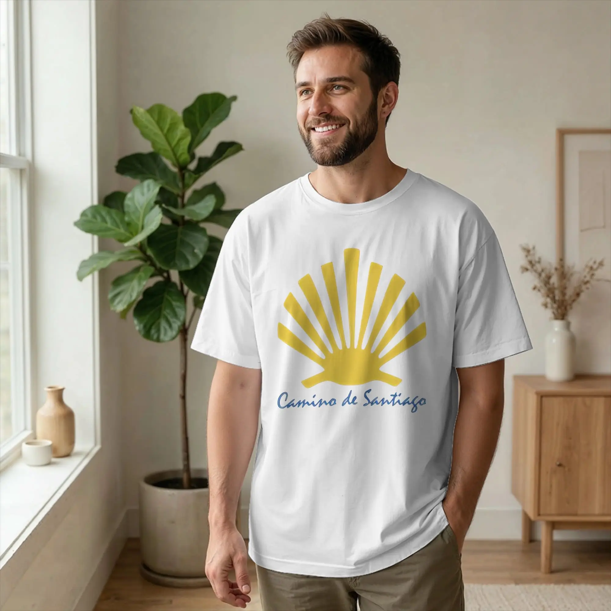 Men Camino de Santiago Way of St. James T Shirts Buen Camino Cotton Tops Hipster Short Sleeve Crewneck Tees Classic T-Shirts