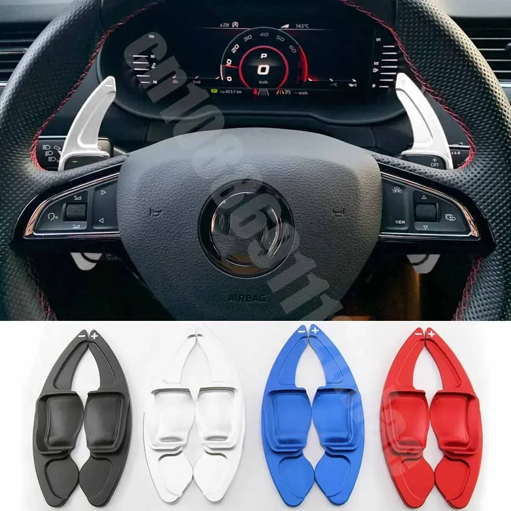 

For Skoda Octavia A7 MK3 5E RS VRS Superb B8 Scala Karoq Kodiaq Car Steering Wheel Shift Paddle Extend Shifters Sticker DSG Gear