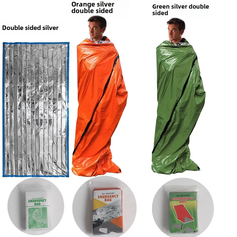 

1pc 200x92cm Outdoor Sleeping Bag Tent Insulation Emergency Blanket Raincoat Emergency Cold-proof Convenient