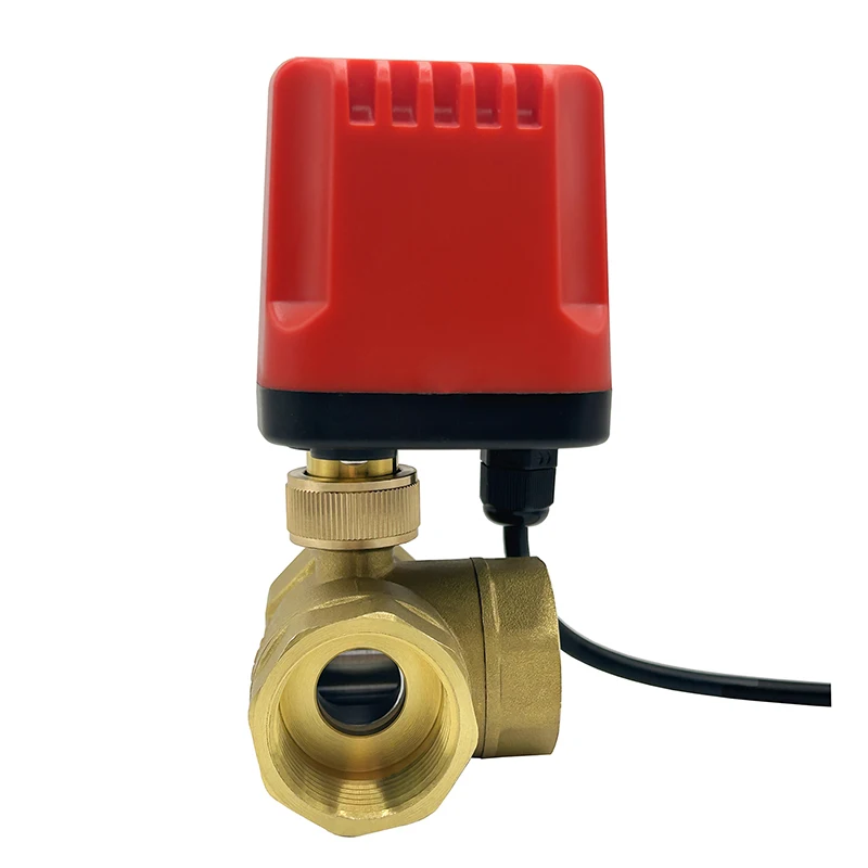 DN15-DN50 3 Way IP65 Waterproof Motorized Ball Valve 3-Wire 2-Control Brass Electric Actuators 220V 12V 24V