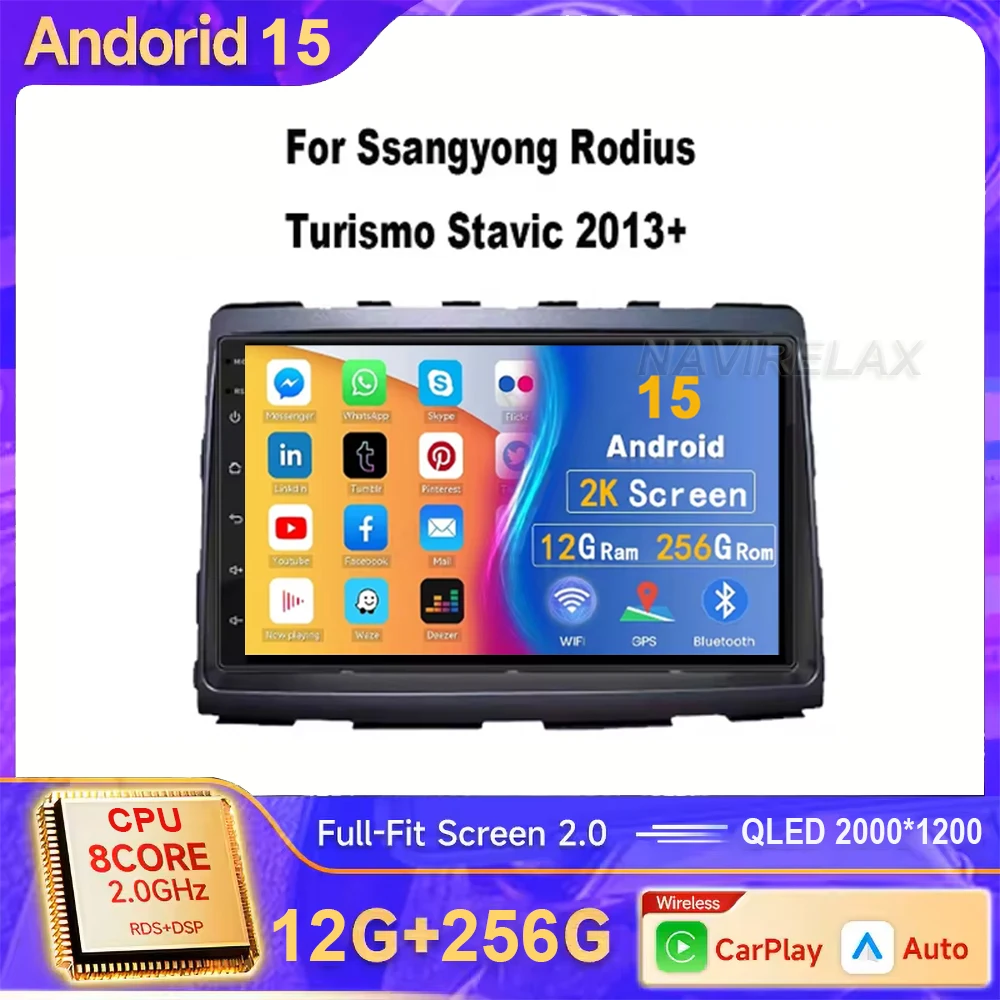 For Ssangyong Rodius Turismo Stavic 2013+ Radio Carplay Car Multimedia Player Intelligent System Android Auto Navigation GPS