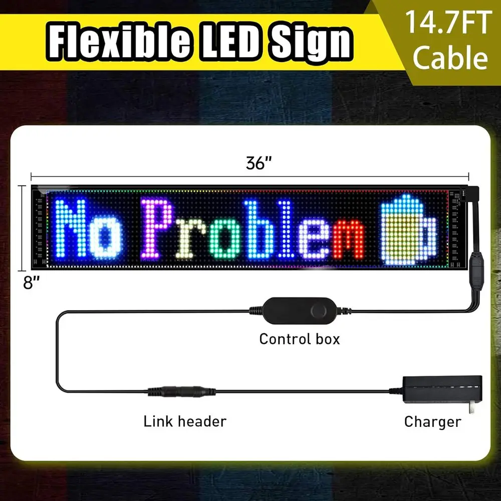 Progmable LED Sign | Mage Scrolling Display or Indoor | lexible Advertising Sign | Bluetooth APP | Custom Editor Animations/Text
