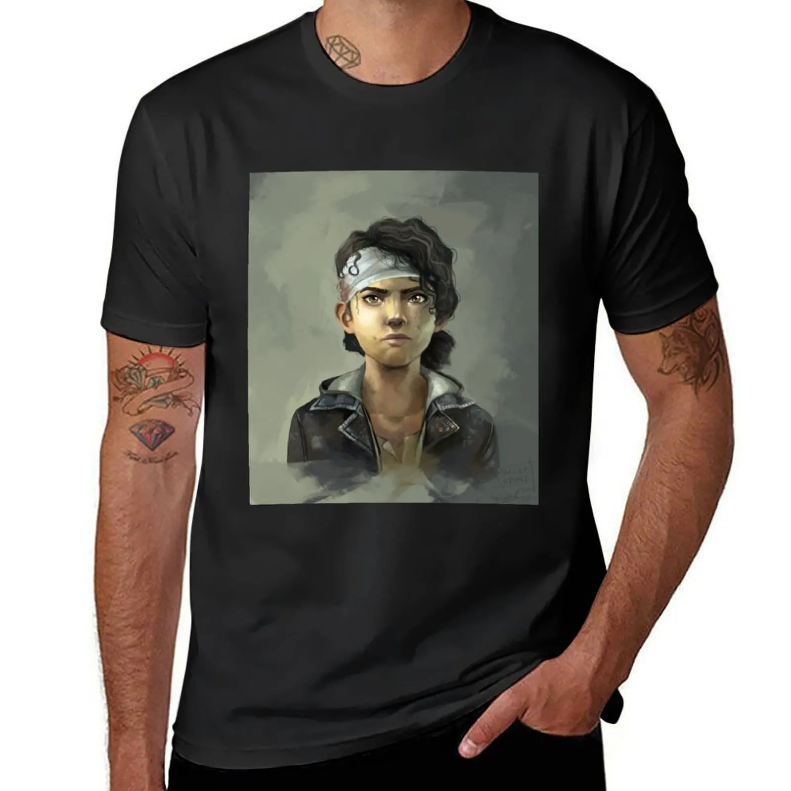 

Clementine the walking dead T-Shirt anime figures plus sizes funny shirt cotton custom shirt mens graphic t-shirts anime