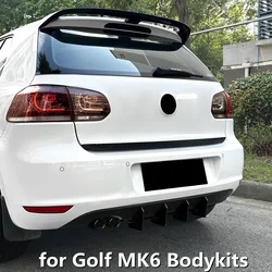For Volkswagen VW Golf 6 VI MK6 TDI TSI 2008-2013 Black Rear Bumper Splitter Diffuser Lip Shark Fins Bodykit Spoiler Accessories