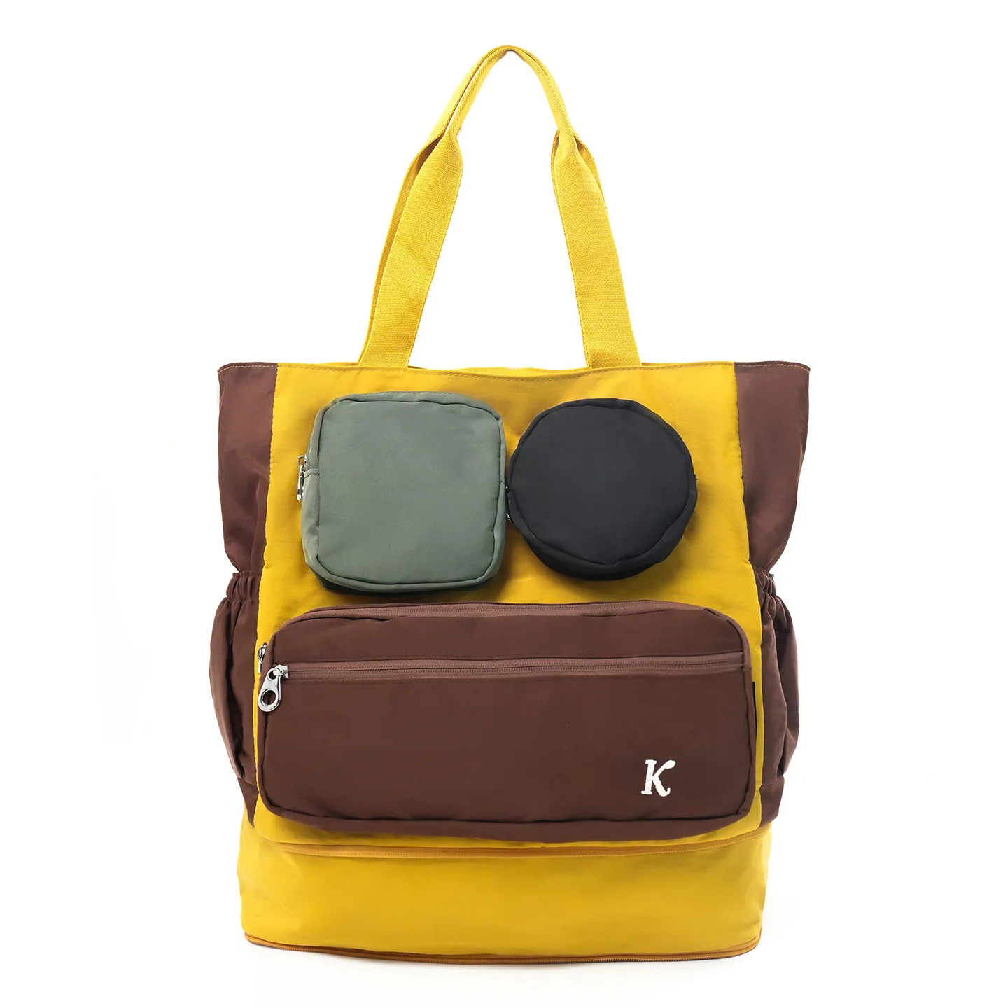 Nylon lightweight color-blocking foldable women's simple hand-held shoulder bag large-capacity color-blocking expansion tote bag
