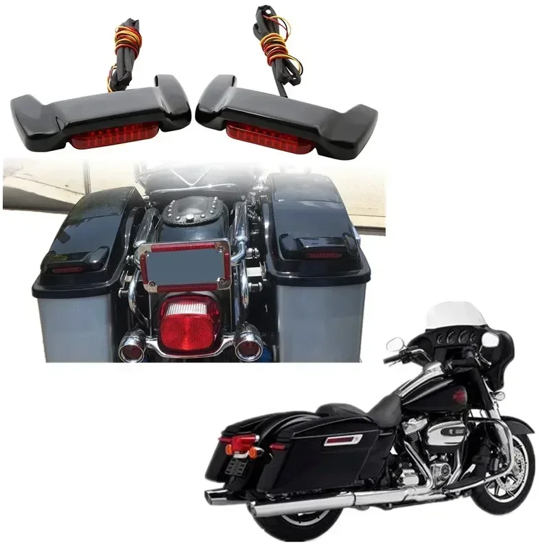 

Для Harley Touring Road King Electra Street Glide 2014-2021 аксессуары для мотоциклов жесткий светодиодный седельная сумка, крышка, спойлер, комплект освещения для мотоцикла