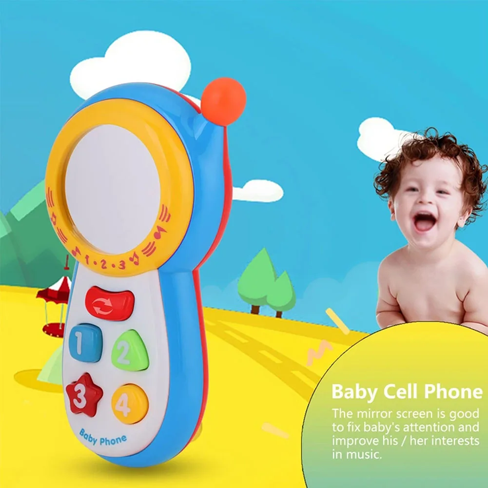 Puzzle Baby Mobile Phone Toy With Sounds Round Mirror Early Educational Toy For 0-3 Years Old Kid