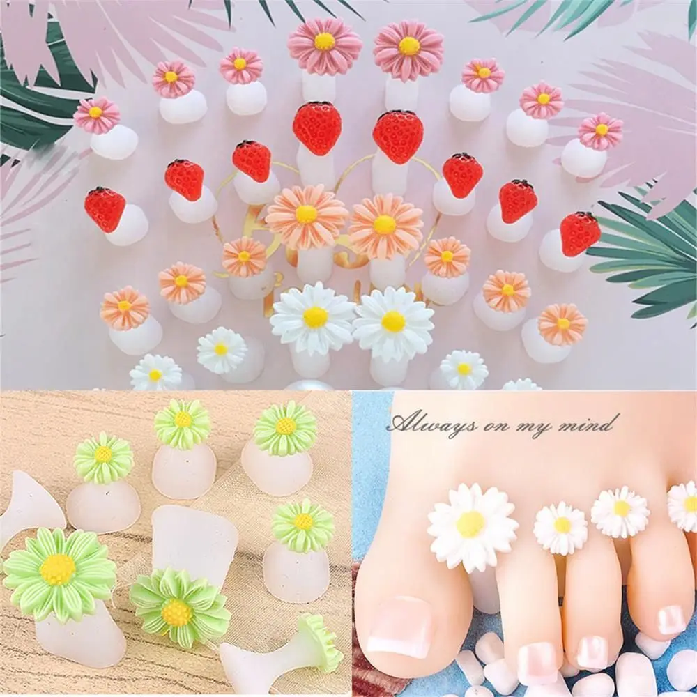 Accessorio per supporto da 8 pezzi Comodo correttore per dita in silicone con fiore margherita Separatore per dita per pedicure
