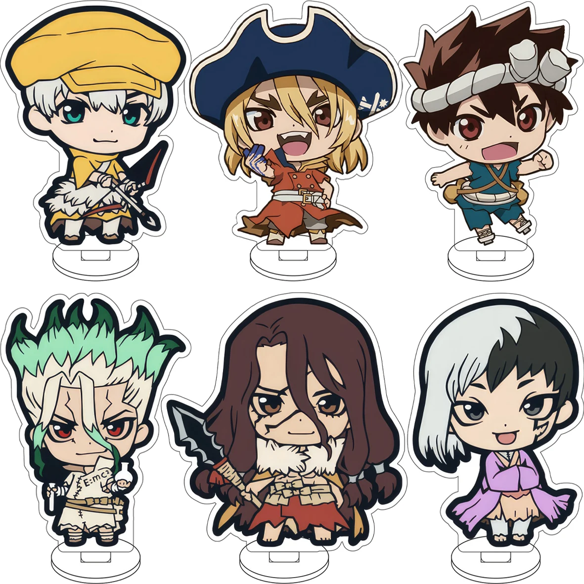

10CM Anime ‌Dr.STONE Cos Senku Ishigami Chrome Saionji Ukyo Shishio Tsukasa Asagiri Gen Figure Acrylic Stand Cute Gift Ornaments
