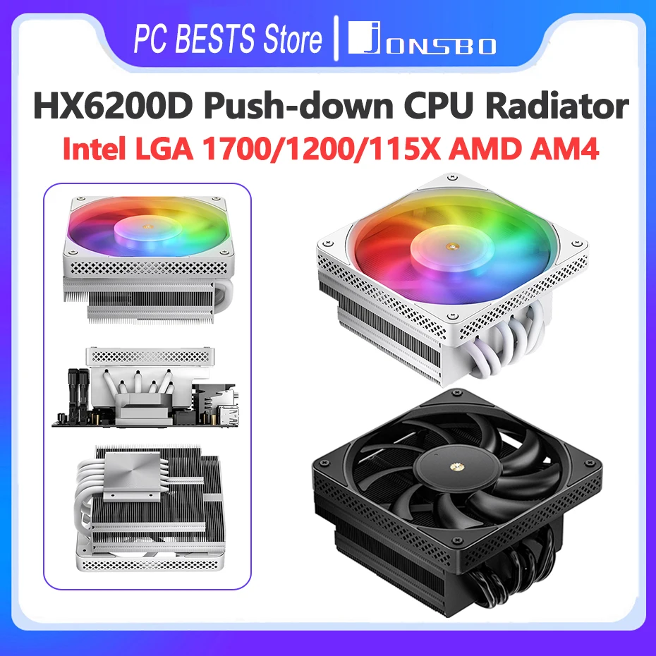 Cpu Cooler Heat Pipe Refrigerado a ar Pressão Descendente Argb Radiador Branco 12 Geração Intel Lga1700 1200 115x Am4 Jonsbo-hx6200d