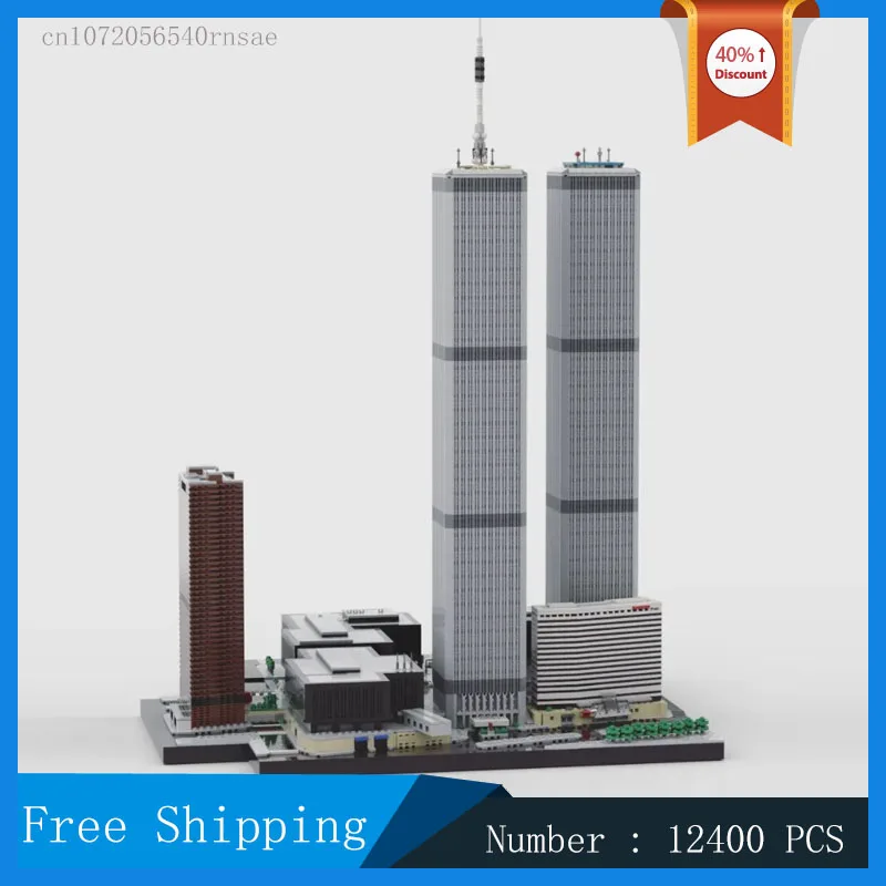 MOC City Street View Architecture The World Trade Center Model Building Block 1:650 Set Collection Series Toy Gifts