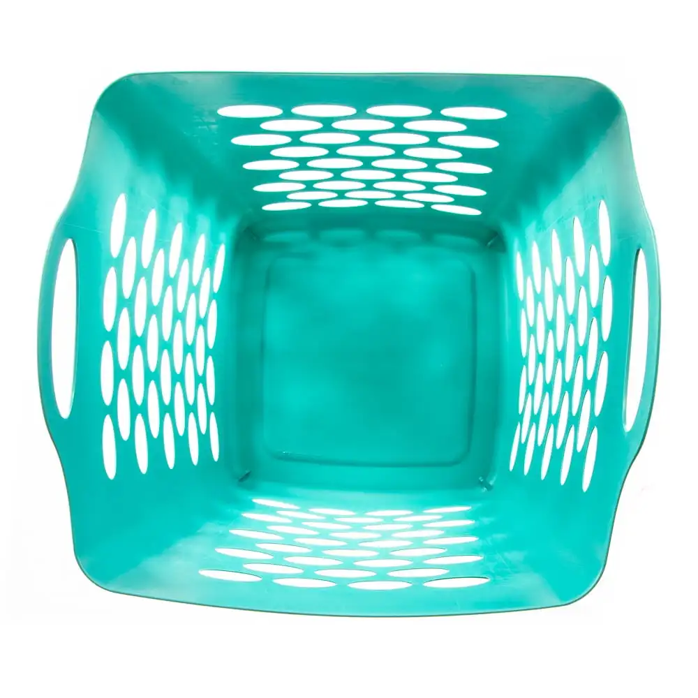 Cestos de lavanderia quadrados flexíveis de plástico com alças, turquesa, pacote com 3